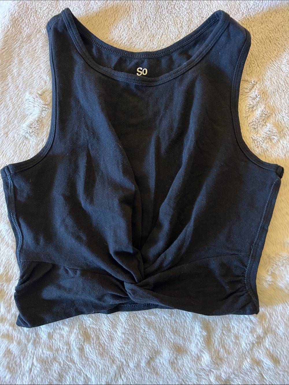 SO Black Twist-Knot Sleeveless Crop Top